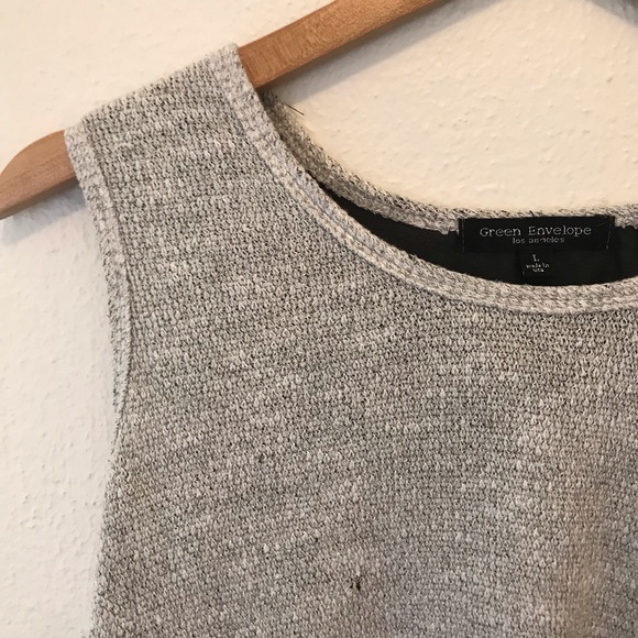 Gray knit tank with sheer black blouse underneath - Picture 2 of 3
